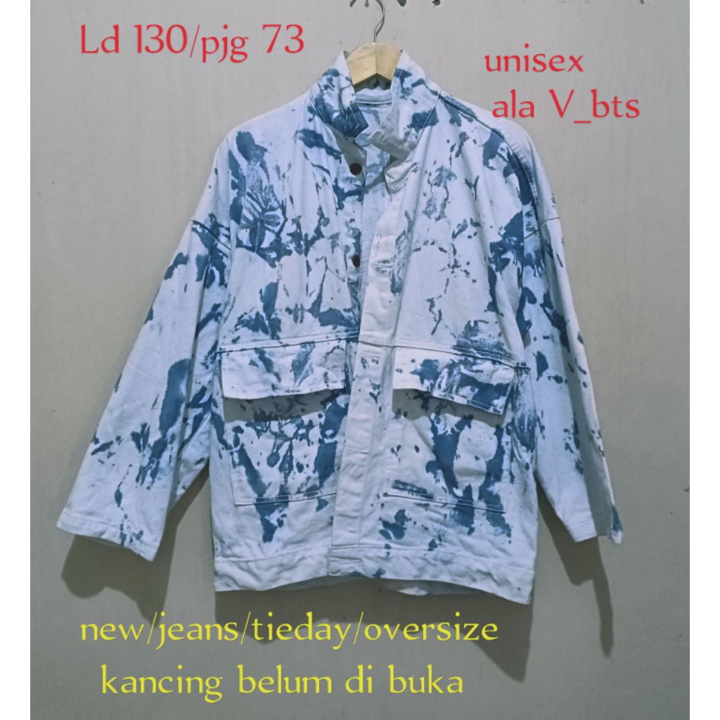 new jaket jeans tieday oversize unisex ala V_bts