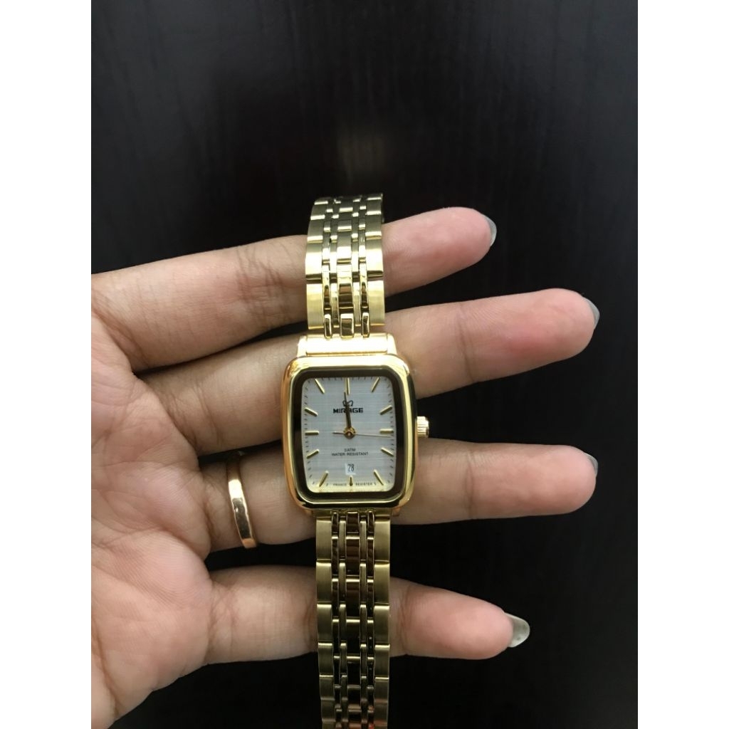 JAM TANGAN MIRAGE PETAK CEWEK RANTAI GOLD