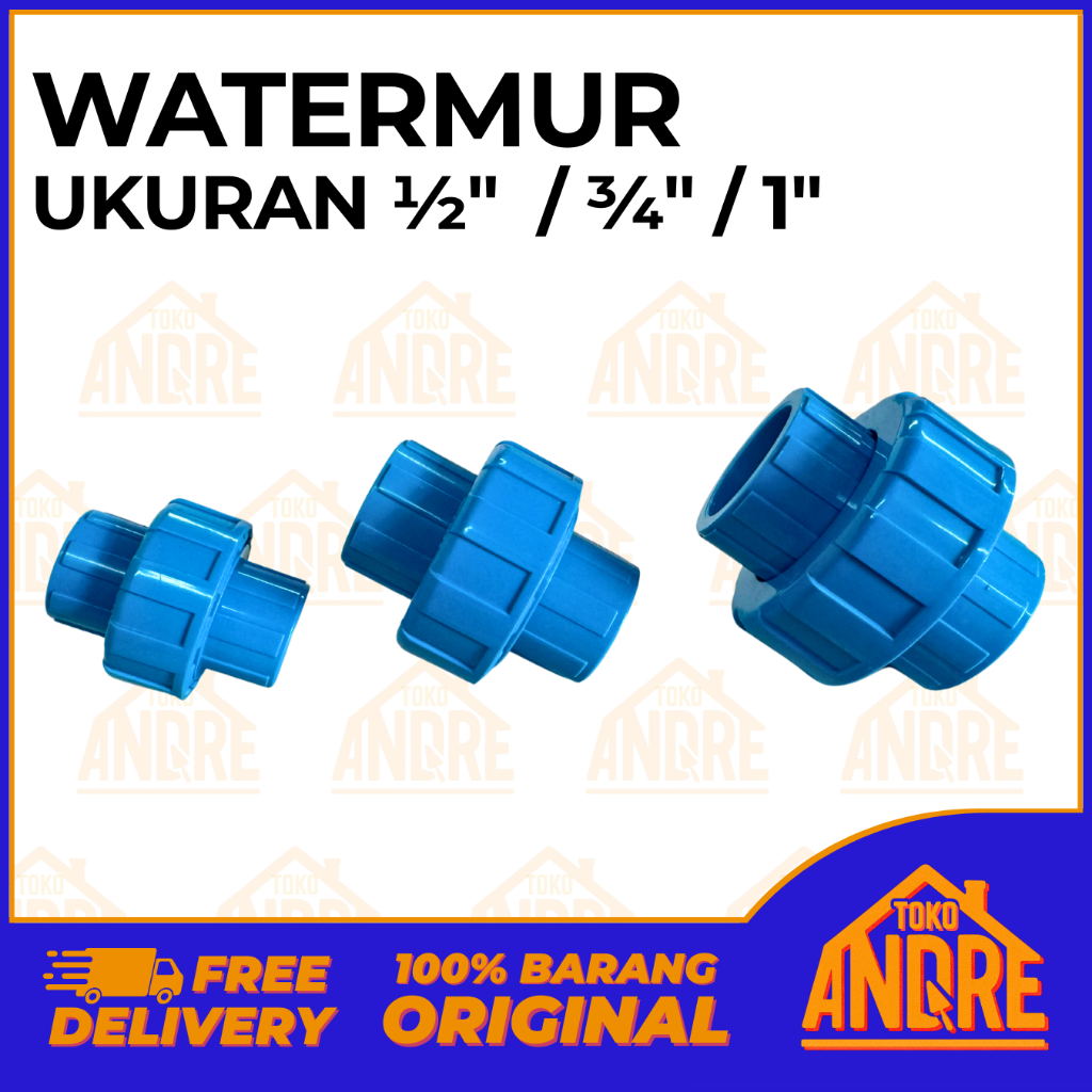 Watermur PVC 1/2" 3/4" 1" Water Mur Sambungan Pipa Paralon Pralon Air 1/2 Inch 3/4 Inch 1 Inch