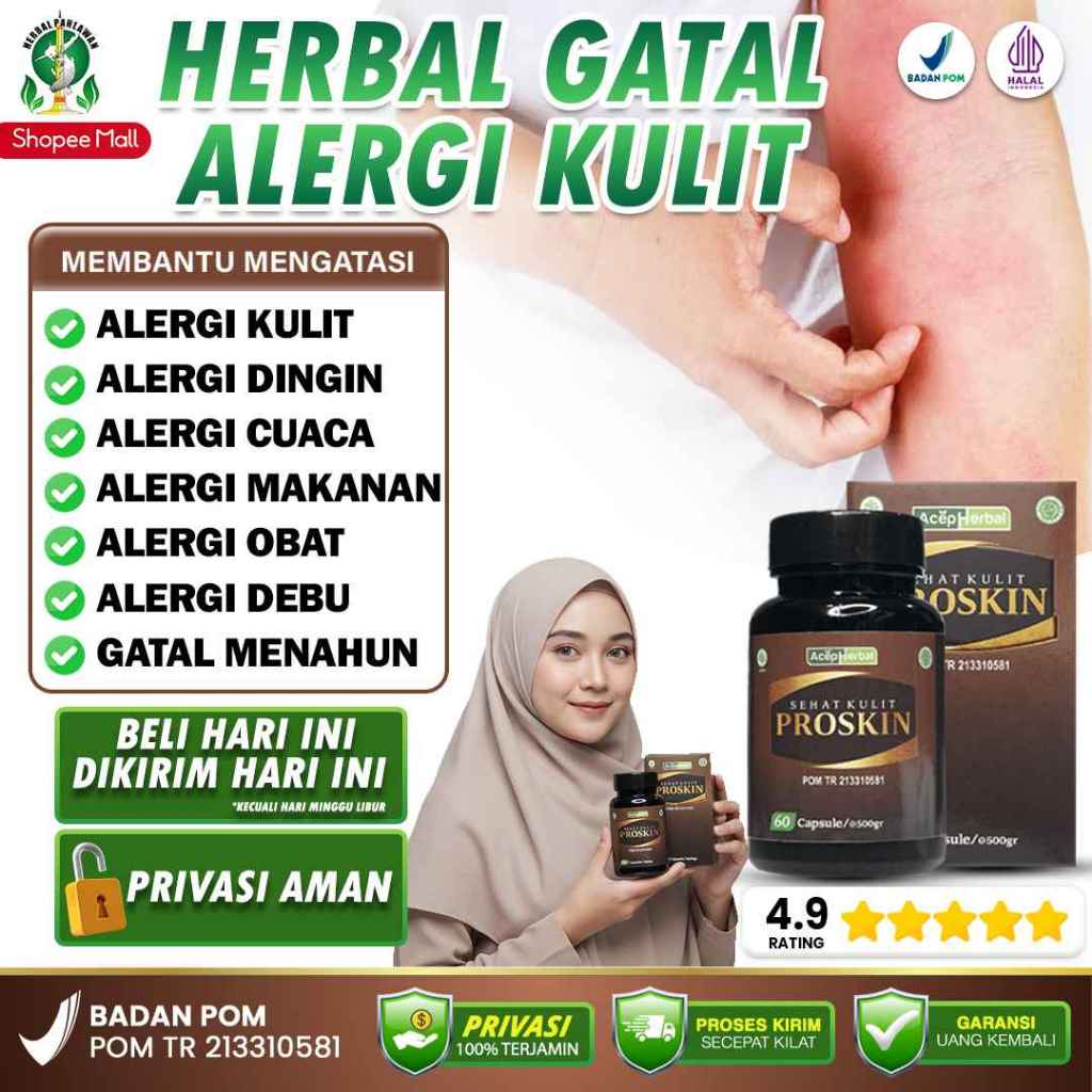 Obat Herbal Gatal Alergi Kulit, Alergi Dingin, Alergi Cuaca, Alergi Makanan, Alergi Obat, Alergi Deb