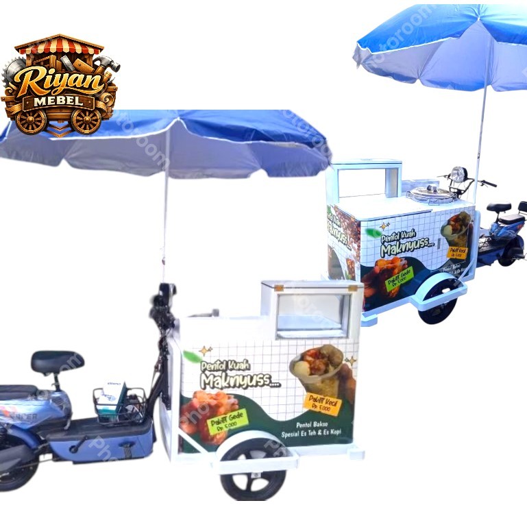 GEROBAK SEPEDA LISTRIK BAKSO PENTOL KELILING FREE ONGKIR