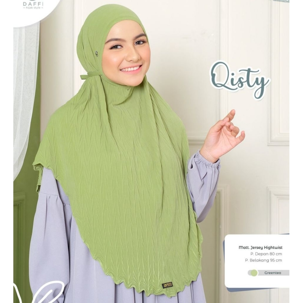 Bergo Qisty by Daffi Hijab || Jilbab Plisket Aksen Tali