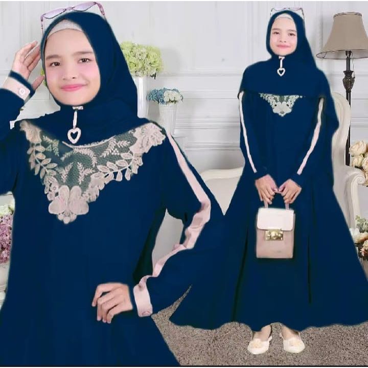 Gamis Set Alifa Anak Remaja Umur 12-14 Tahun+Pashmina