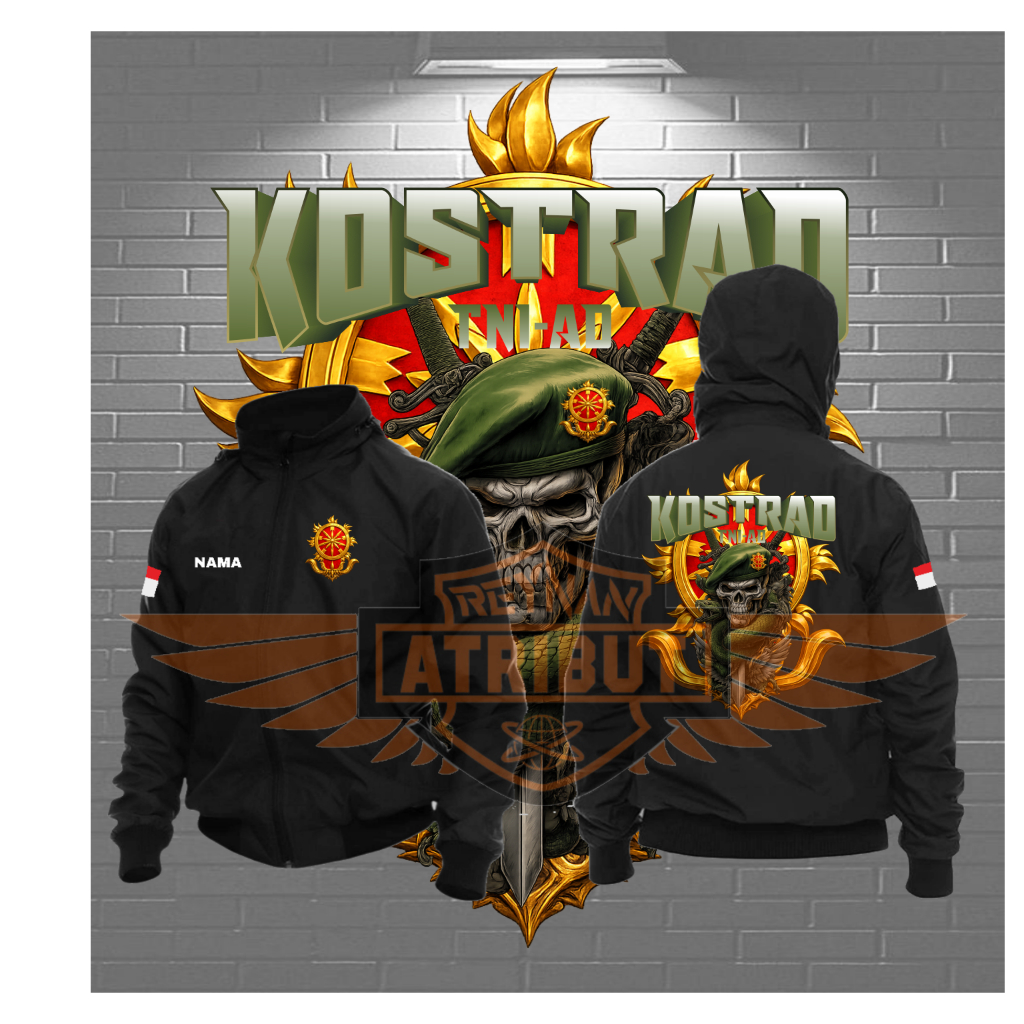 jaket kostrad hitam/JAKET BOMBER HITAM KOSTRAD