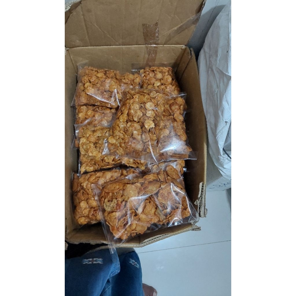 kripik emping pedas manis setengah kiloan