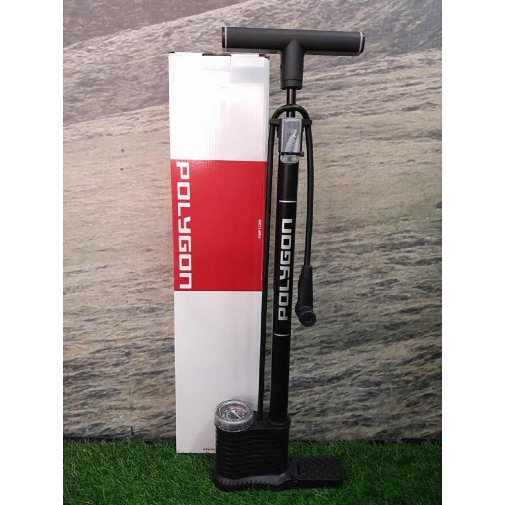 Pompa Lantai Sepeda / POLYGON PUMP FLOOR ALLOY ALX PF-01 / HPHV PF-02 SMART HEAD 160 PSI Pompa Angin
