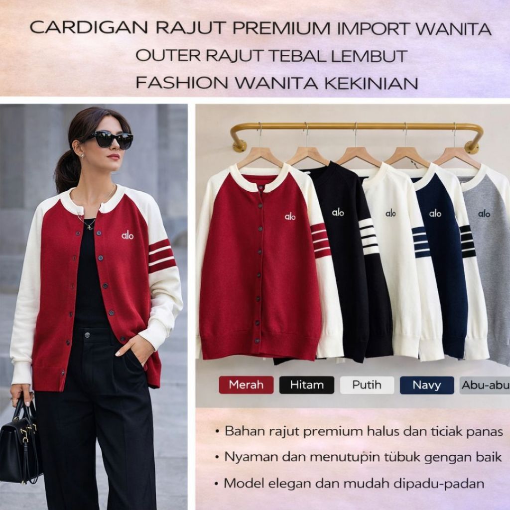 Cardigan Rajut Premium Import Wanita | Outer Rajut Tebal Lembut | Fashion Wanita Kekinian