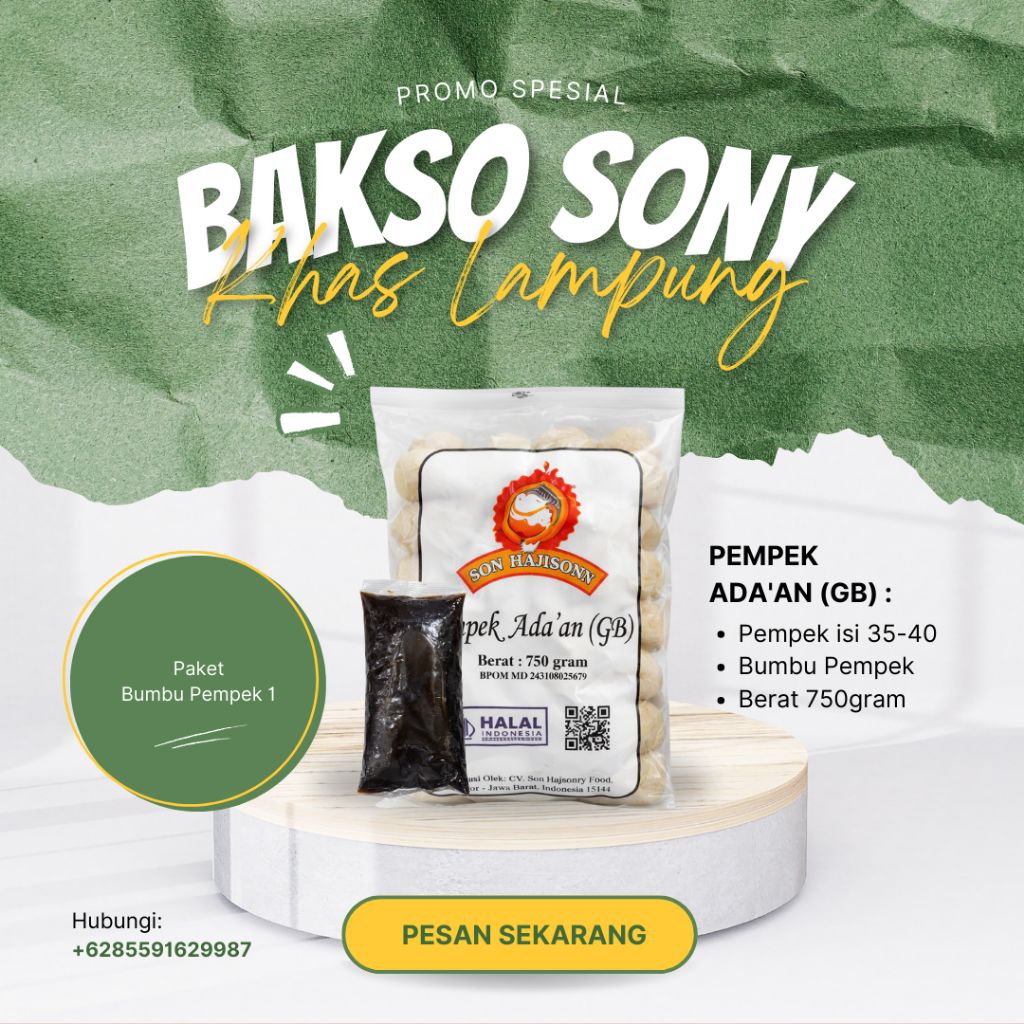 Pempek Ada’an Son Hajisony Khas Lampung + Bumbu Pempek | Frozen Food