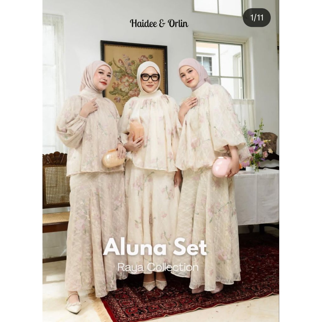 Aluna Set Raya Series Haideeorlin || Baju One Set Lace Wanita By Haideeorlin