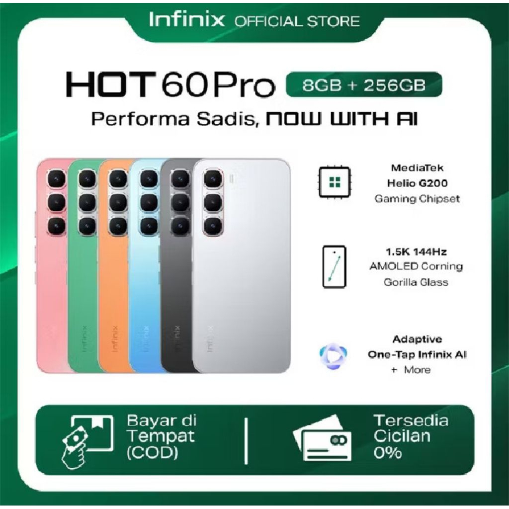 INFINIX HOT 60 Pro (8GB/128GB) Helio G200, AMOLED