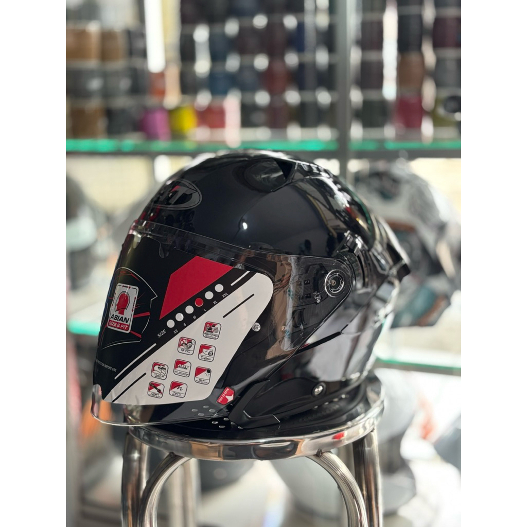 Helm KYT NFJ solid warna hitam glosi