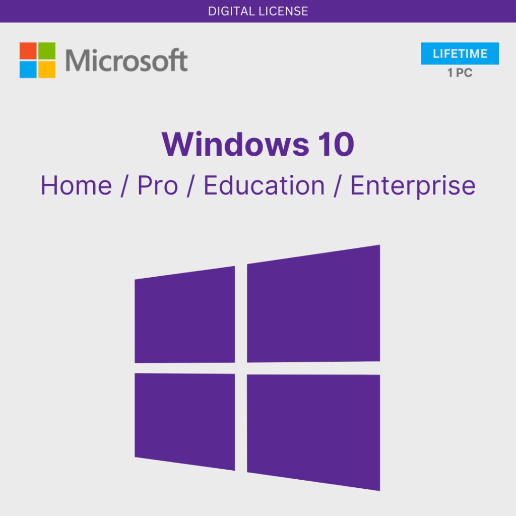 Windows 10 Enterprise/Education/Pro/Home - Original Lifetime License