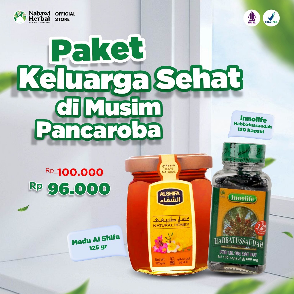 PAKET KELUARGA SEHAT DI MUSIM PANCAROBA - Innolife Habbatussauda Jinten Hitam Serbuk Isi 120 Kapsul 