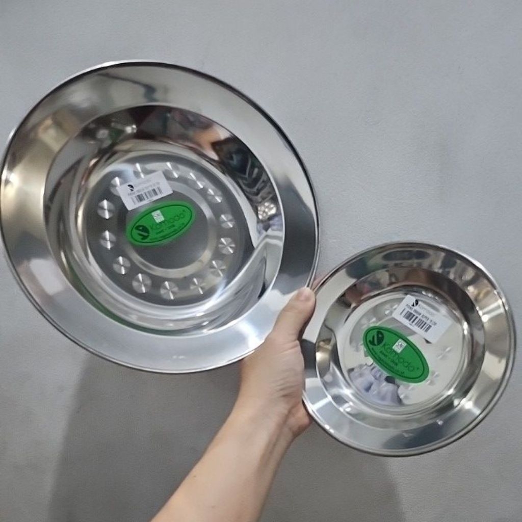 piring makan stainless komodo 24cm piring kecil stainless 16cm