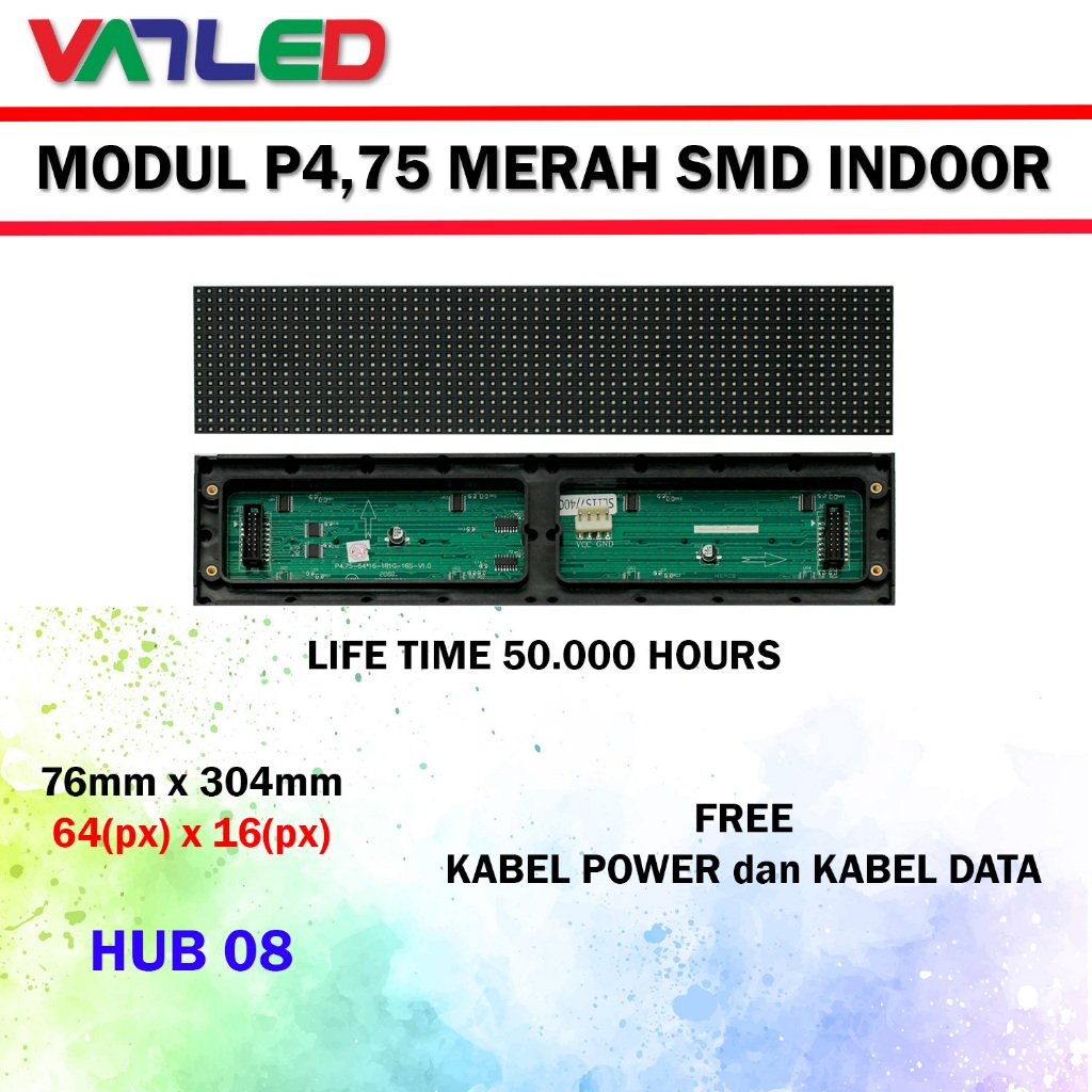 Modul Running Text Indoor Merah SMD P4.75 Gratis Kabel
