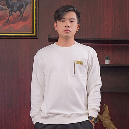 YBF Crewneck Bold Sweater Saku Pinggir Depan dengan Pin Steel YBF