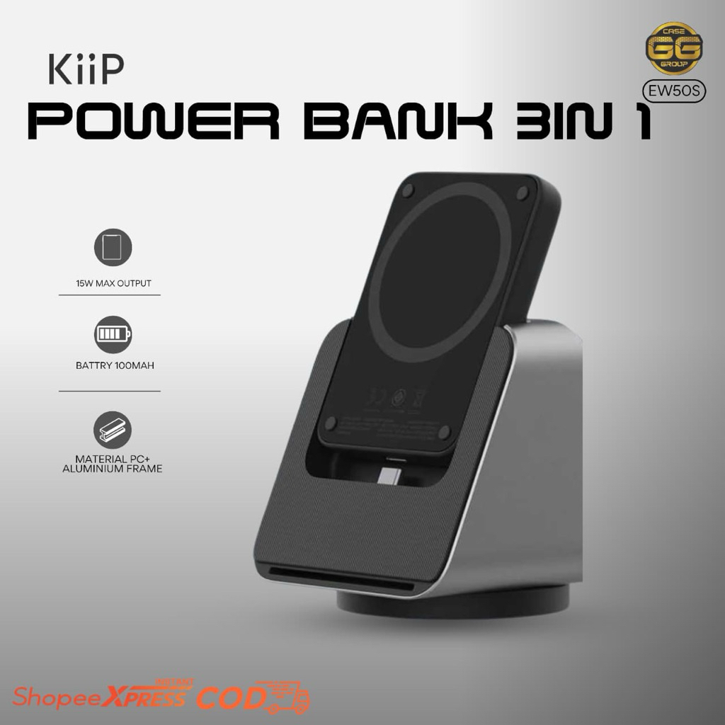 POWERBANK WIRELESS KIIP CHARGING BASE 3IN1 EW50S