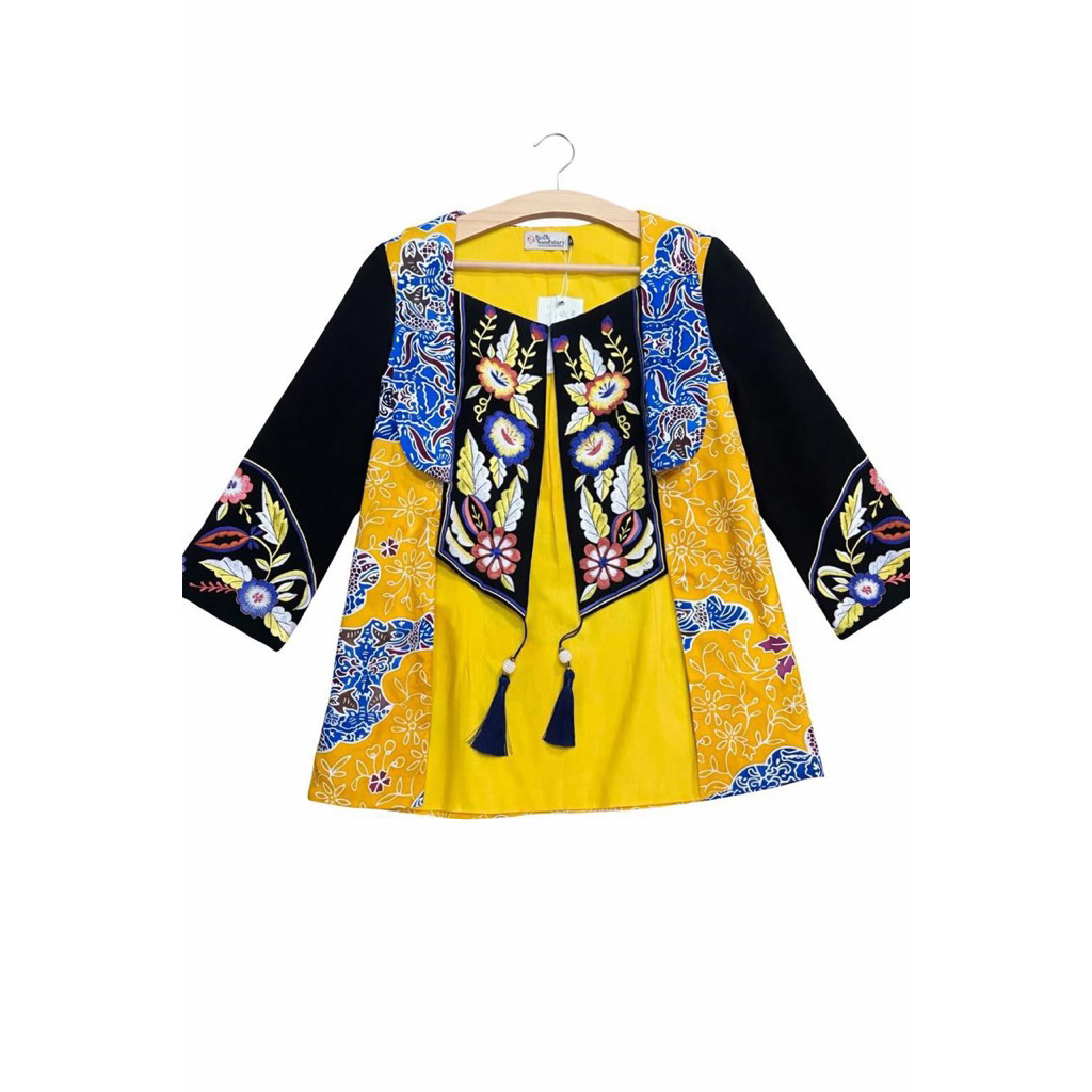 Blazer Batik Tulis Surabaya Wanita Motif Banyu Semarak Kombinasi Bordir