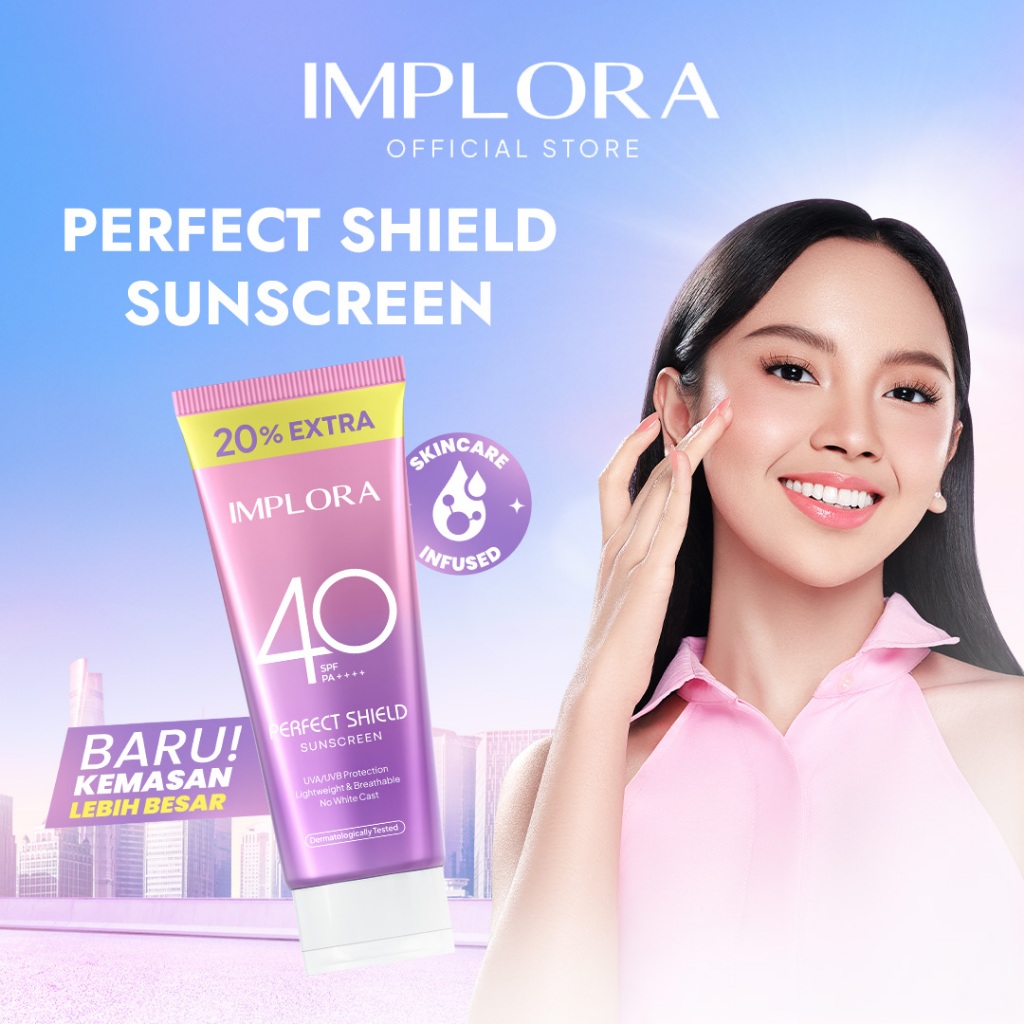 Implora Perfect Shield Sunscreen SPF 40 PA++++ | Sunblock Wajah | Hyaluronic Acid Extract | Sunscreen Melembapkan