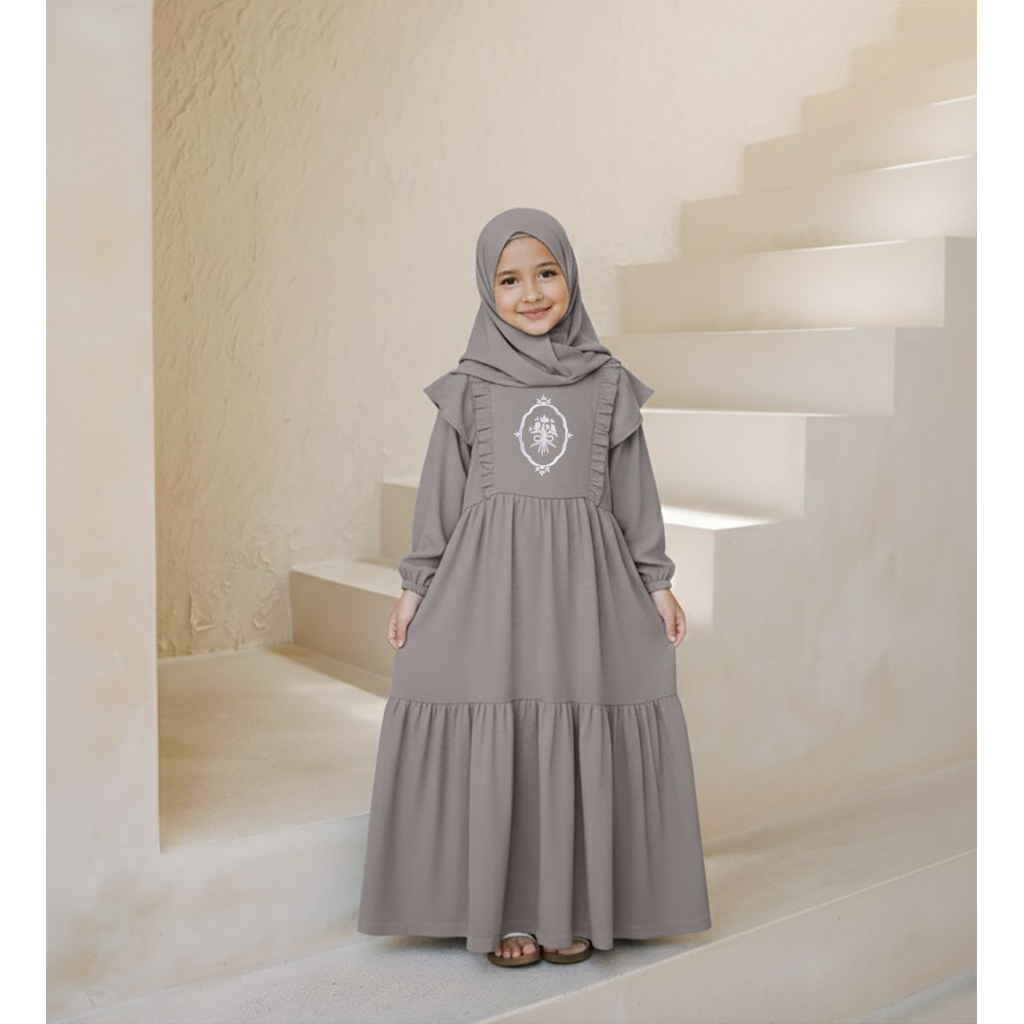 Dialogue Baby Apparel - Raya Collection - Setelan Gamis Anak Balqis Set Hijab - Baju Muslim Anak Per
