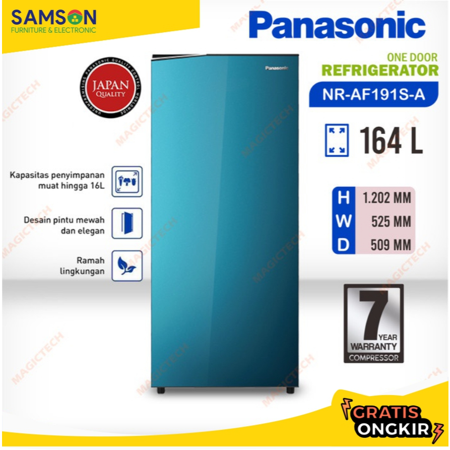 KULKAS 1 PINTU PANASONIC NR-AF191S-A 164L - BIRU (NR-AF191S)