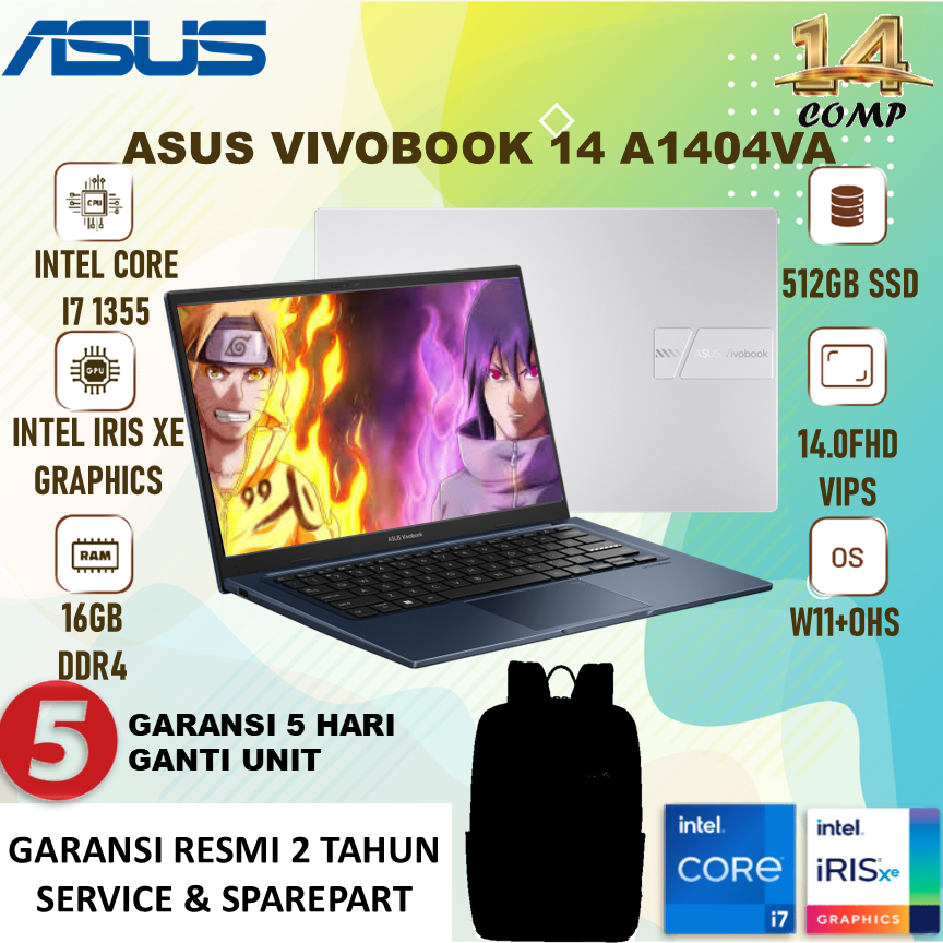 Asus Vivobook 14 A1404VA Core i7-1355U 16GB 512GB SSD W11+OHS 14.0FHD IPS