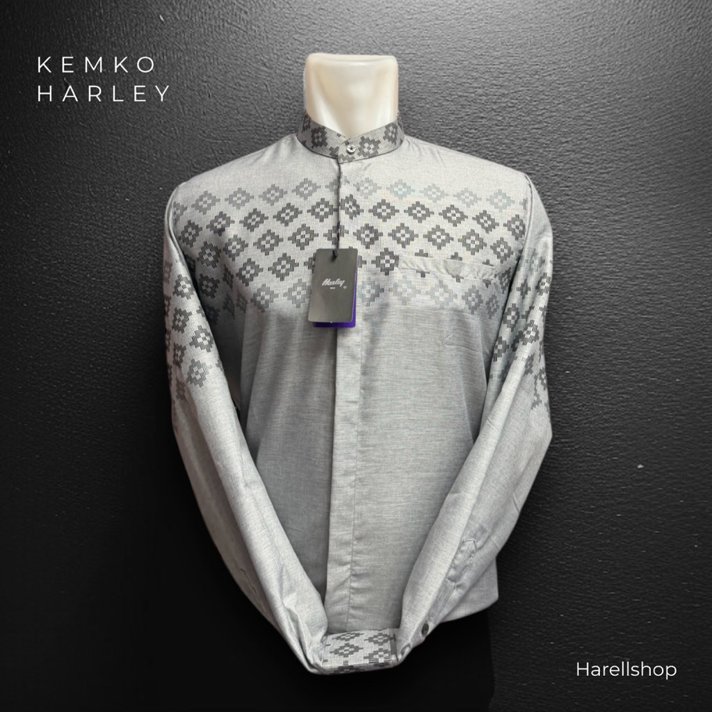 Kemko Harley Pria Lengan Panjang Warna Abu Silver | Koko Modern Premium | Busana Muslim Pria