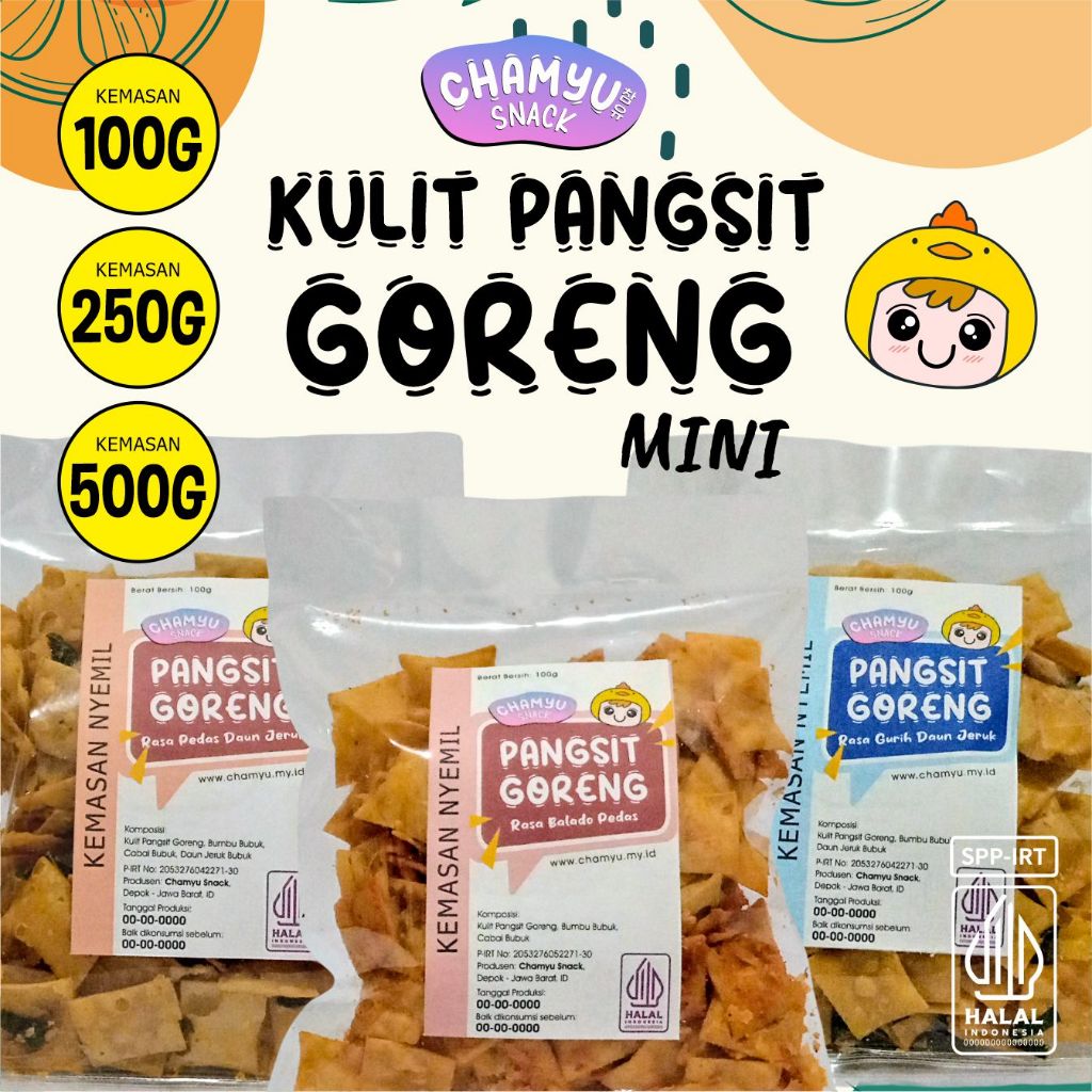 Chamyu Kulit Pangsit Goreng Mini Kemasan 100 gram 250 gram 500 gram Rasa Original, Gurih Daun Jeruk,