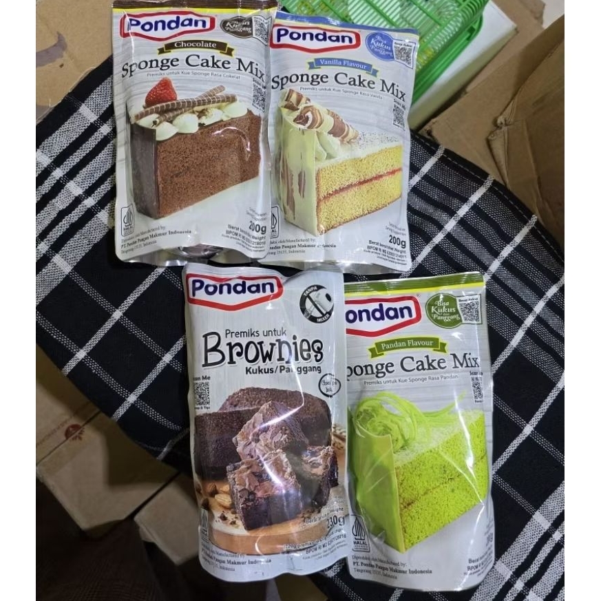 Tepung Premix Sponge Cake Pandan , Vanilla , coklat 200gr - Siap Pakai, Tepung Premix Sponge Cake, T