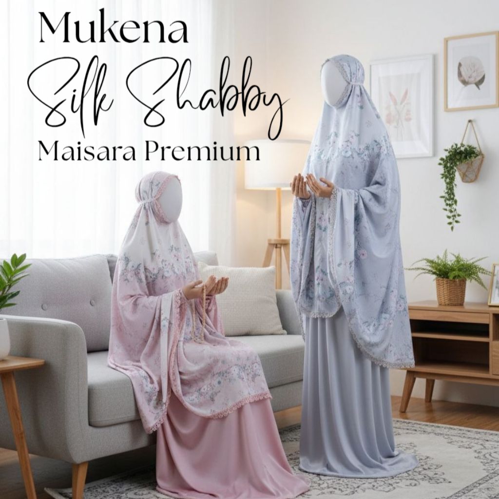 Mukena Silk Shabby Maisara Premium ORI || Mukena Mahar Seserahan Sutera Silky Mewah