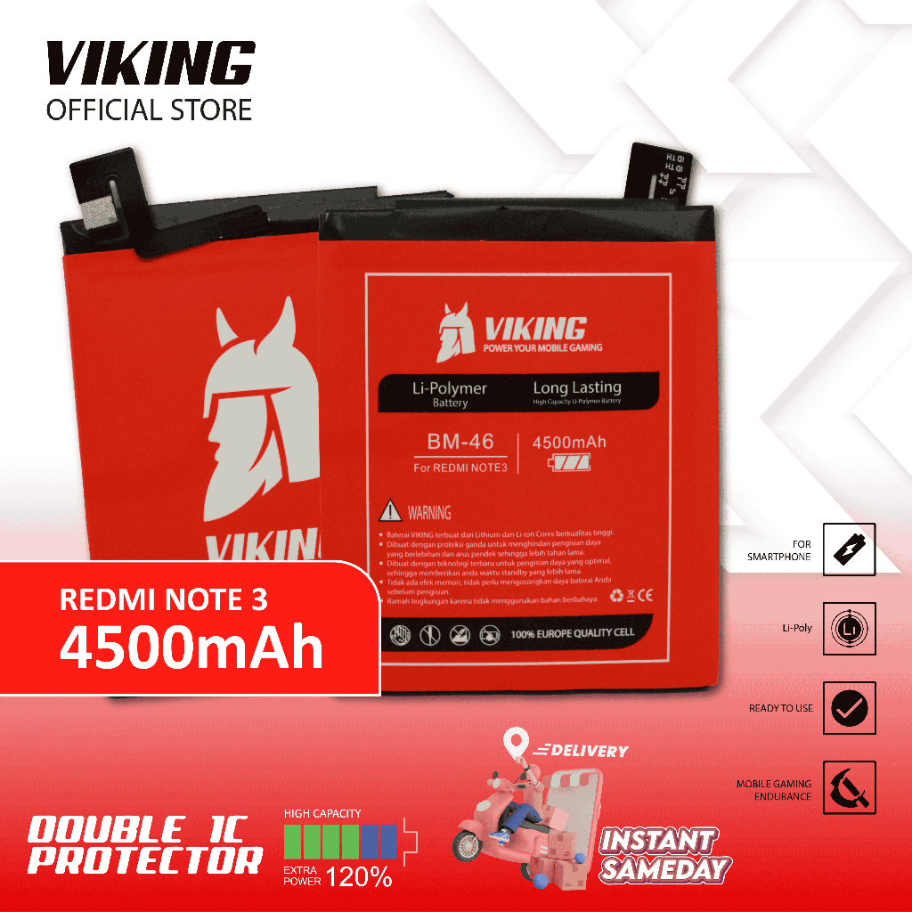 VIKING Baterai Redmi Note 3 - Note 3 Pro BM46 Double Power