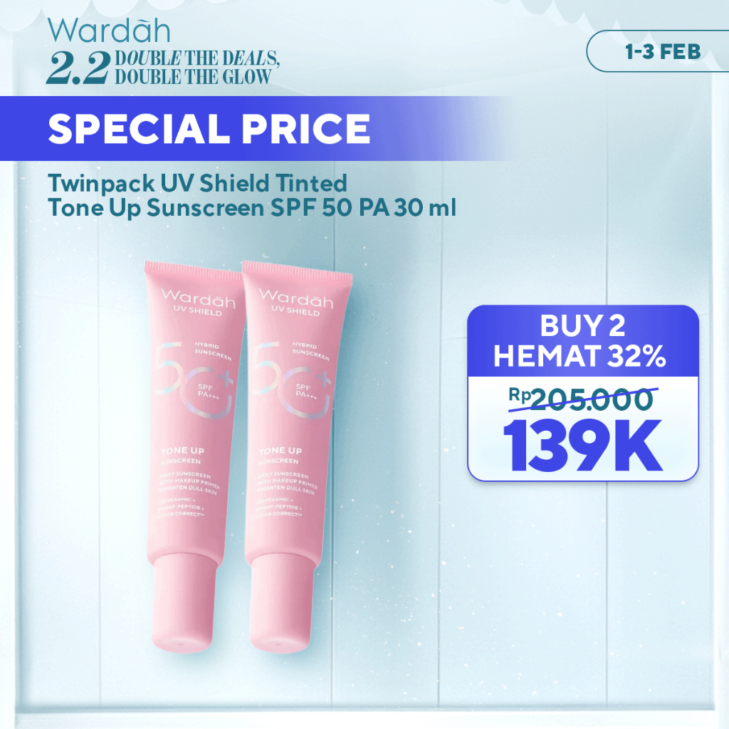 Wardah Sunscreen UV Shield Tinted Tone Up SPF 50 PA 30 ml - Makeup Primer, Base Make Up, Mencerahkan