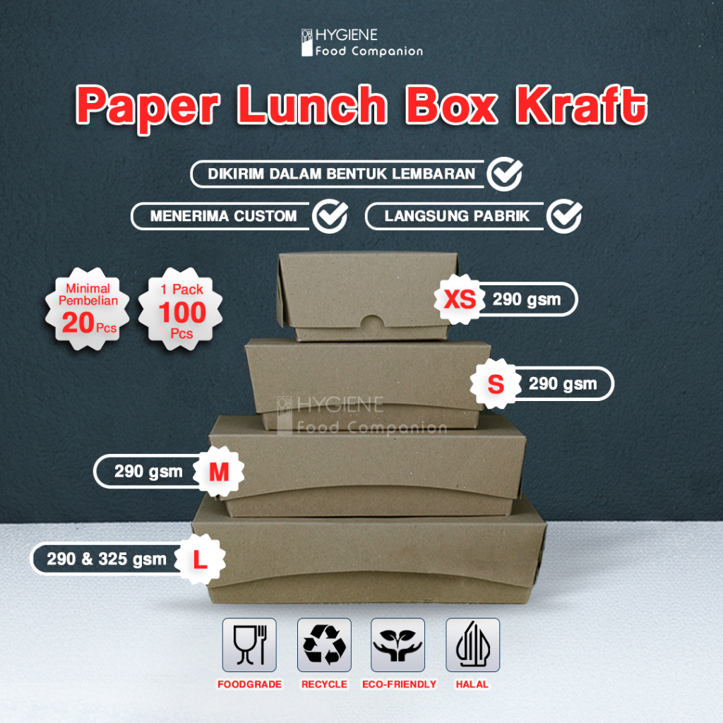 PAPER LUNCH BOX UKURAN SMALL / LUNCH BOX PAPER S TEBAL LAMINASI 290 GSM