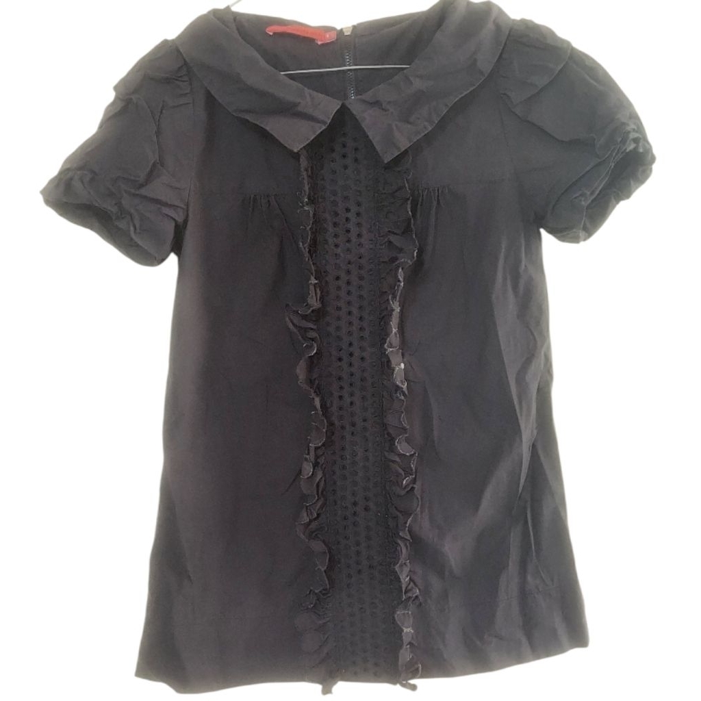 KEMEJA HITAM WANITA/ KEMEJA RENDA WANITA/ KEMEJA BALON WANITA