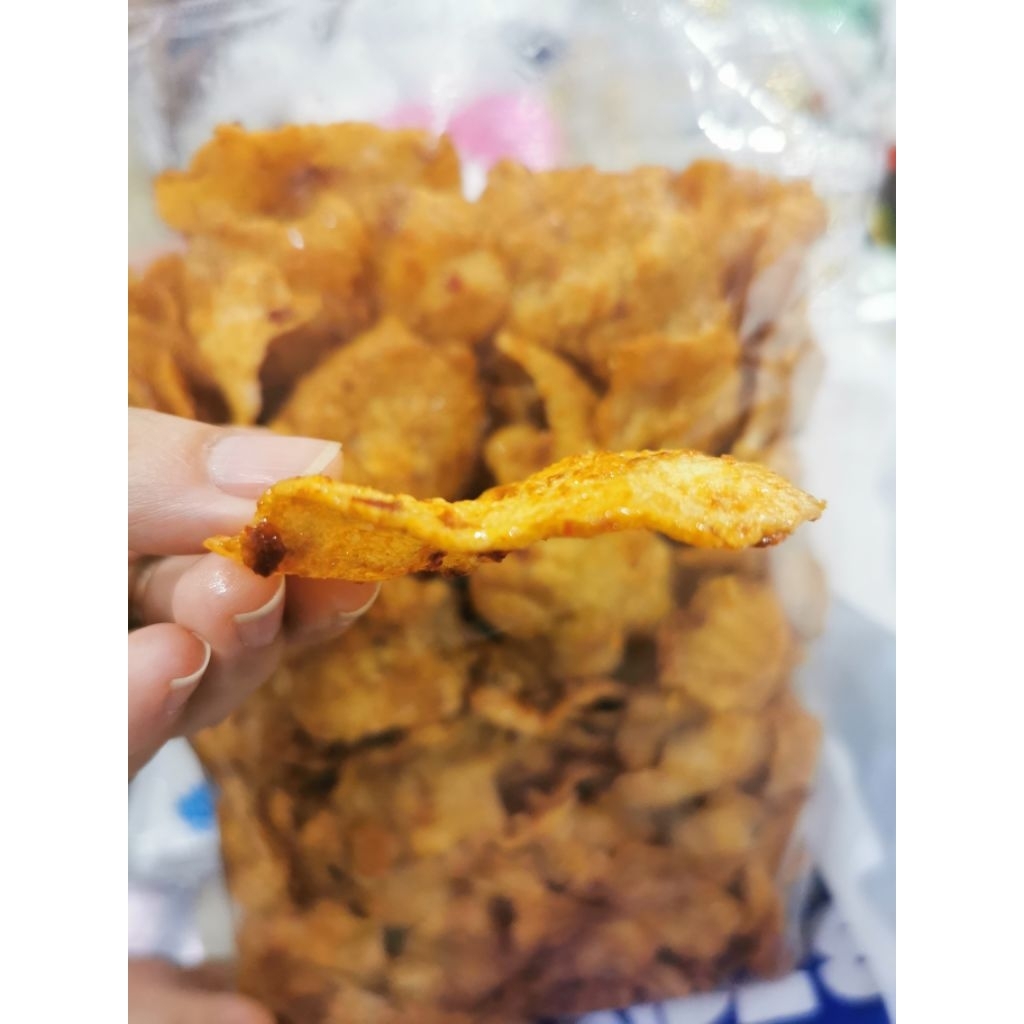Emping Aceh Pedas Manis 500gr Emping Tipis Renyah Tidak Lengket Gurih