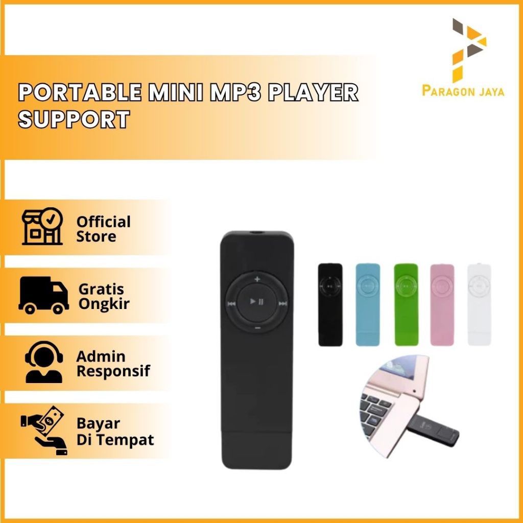 Portable Mini MP3 Player Support Micro SD TF Card -MP3 Player Mini Portable Pemutar Musik M3 Clip Su