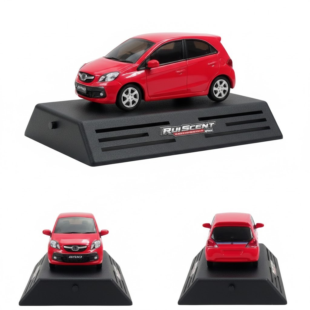 Miniatur Honda Brio 2017 Skala 1:43 Crystal bening Velg Putih Merah Handmade