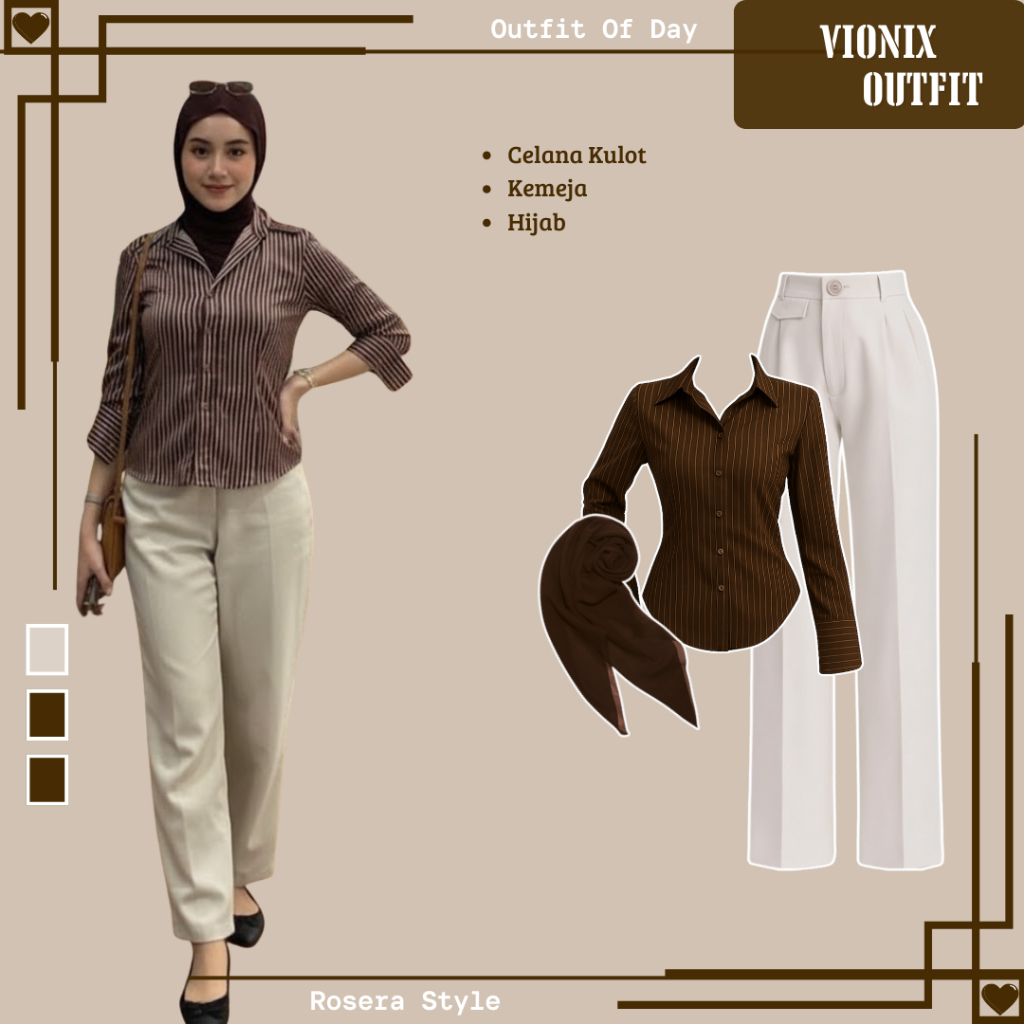 Outfit Trending 3in1 { Kemeja + Celana Ora Pants + Hijab } One Set Korean Style _RS39