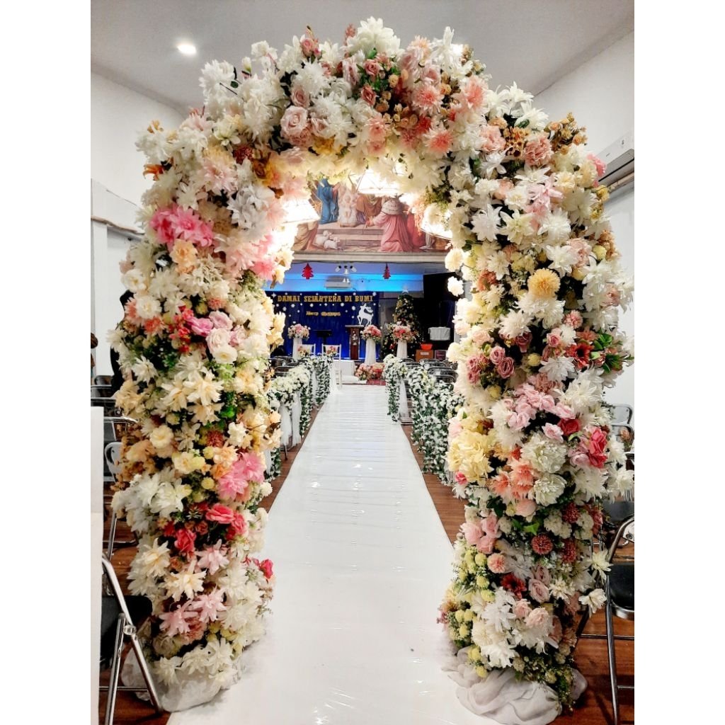 Dekorasi pernikahan pemberkatan di Gereja + Entrance Gate