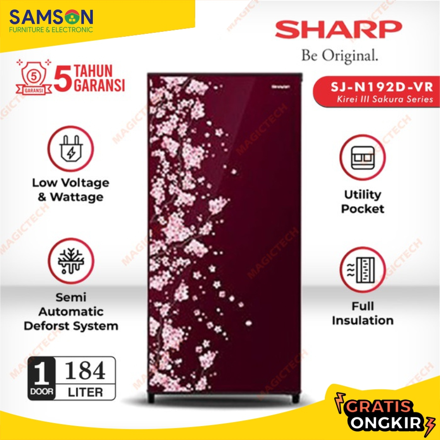 KULKAS SHARP 1 PINTU SJ-N192D-VR / SJ-N192 / SJ-192 184L - MERAH