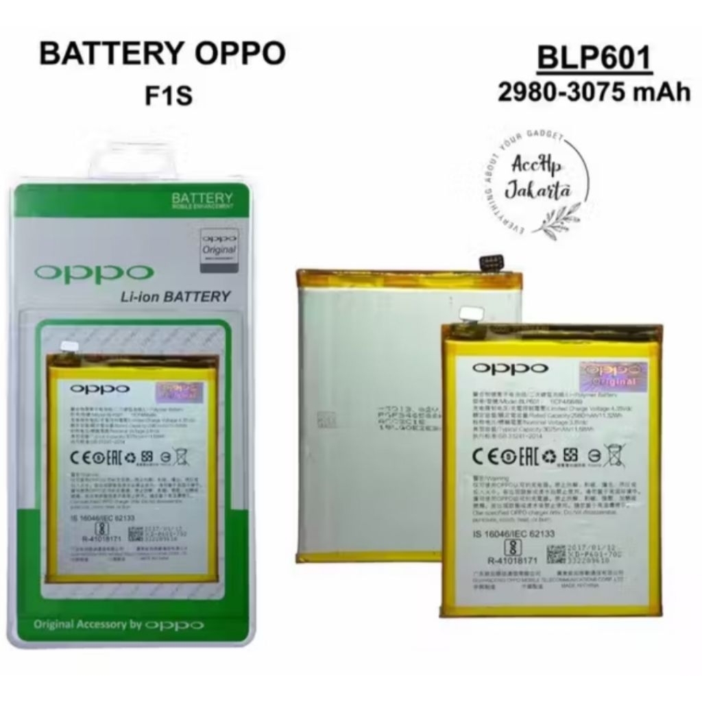 BATERAI BATRE HANDPHONE OPO F1S / OPO A59 MODEL BLP601 ORIGINAL