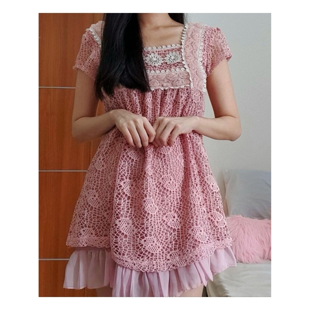 korean mini dress casual pink