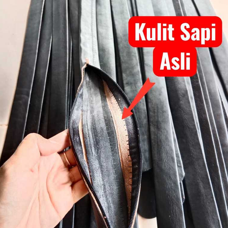 Sabuk,Ikat Pinggang Resleting Kulit Pria, Sikep Jimat
