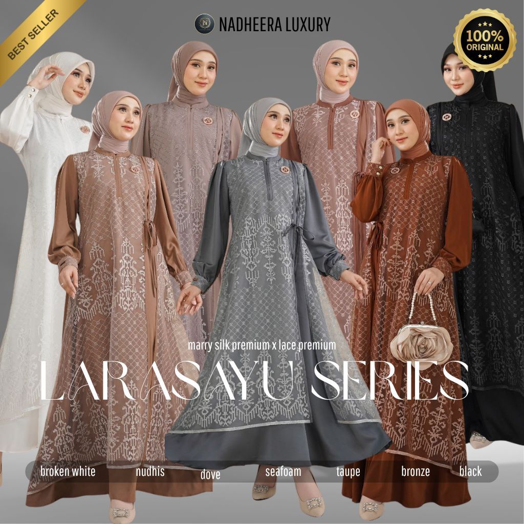 READY COD / PROMO / LARASAYU SERIES ( DRESS & MIDI ) NADHEERA LUXURY TERBARU / GAMIS TERBARU / BY NA