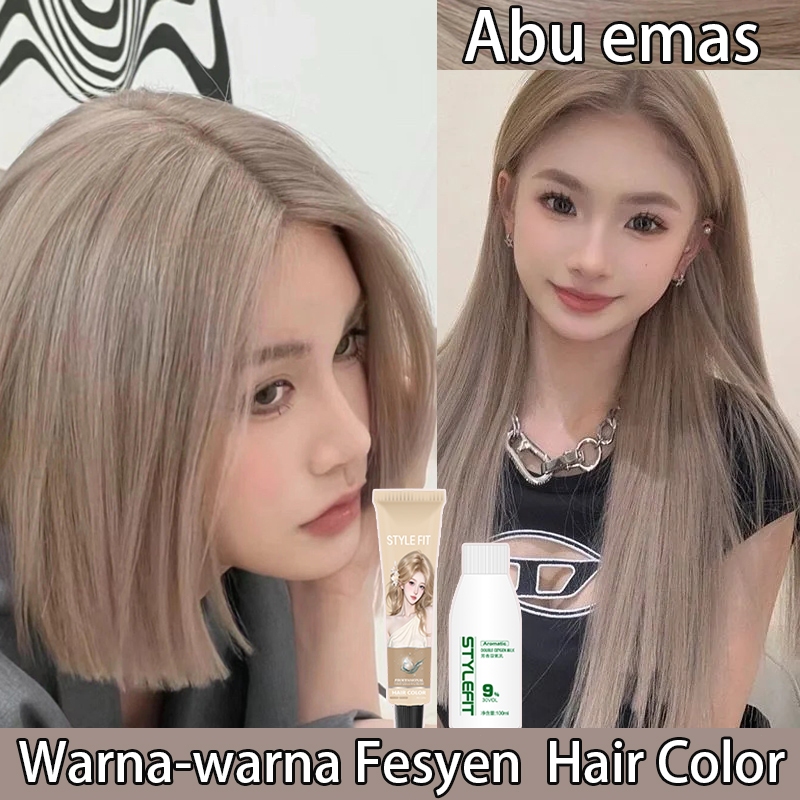 [ Pengiriman cepat ] STYLE FIT abu emas semir rambut 200ml abu  pirang Krim Pewarna Rambut 2 in 1, t