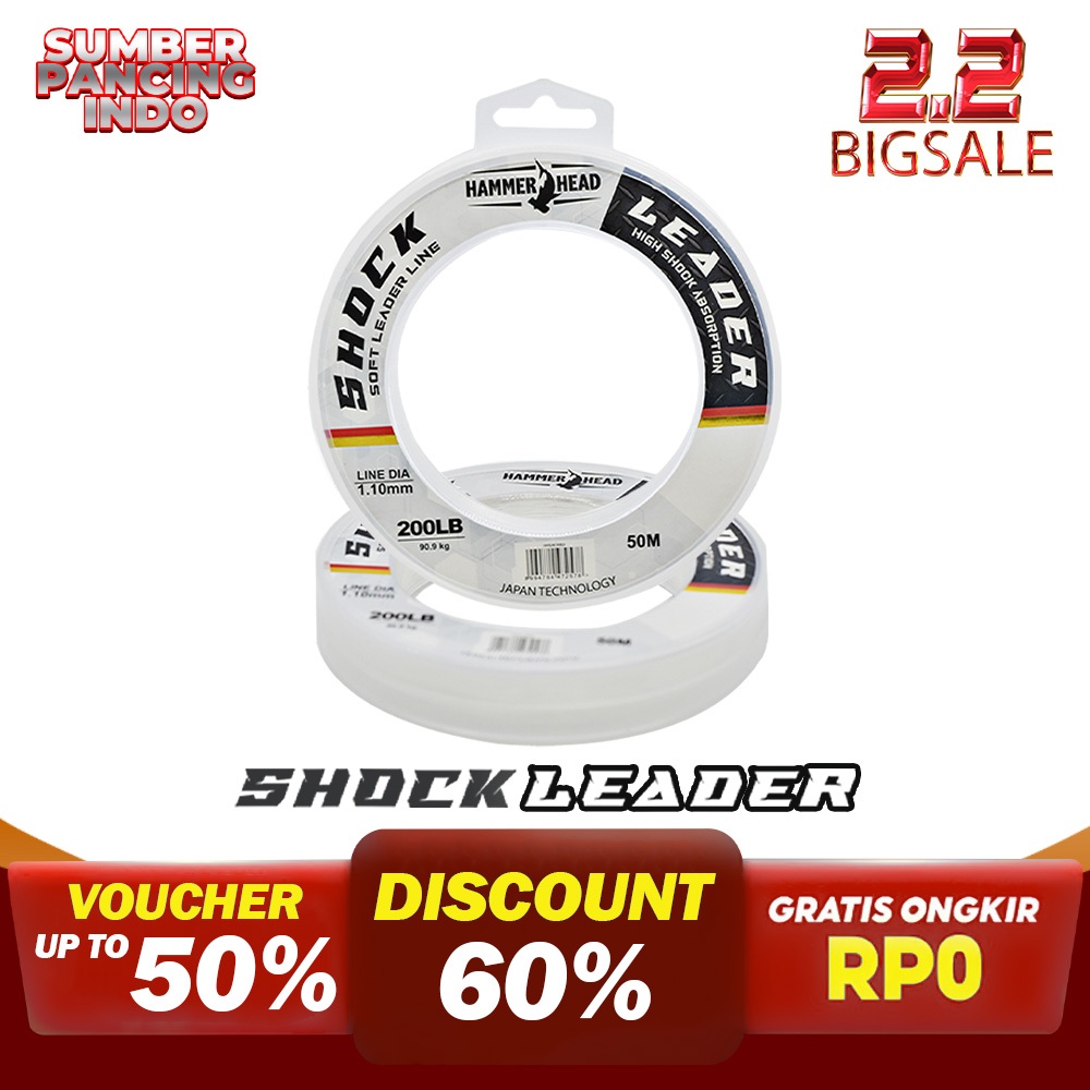 HAMMER HEAD Senar Pancing SHOCK LEADER 50M Clear Invisible Underwater Tali Pancing Leader Japan Mate