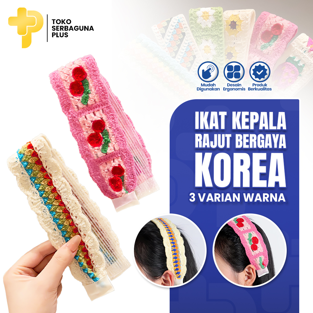 Bando Rambut Rajut Korea Aksesoris Rambut Wanita Kekinian