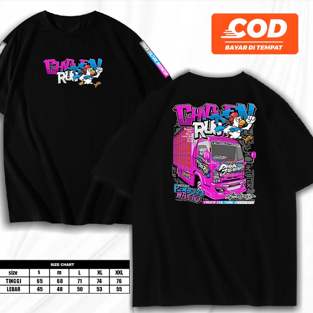 Kaos TRUCK CHICKEN RUN/ kaos Distro motif kata TRUCK CHICKEN RUN/ Tshirt Pria Wanita / kaos pria wan