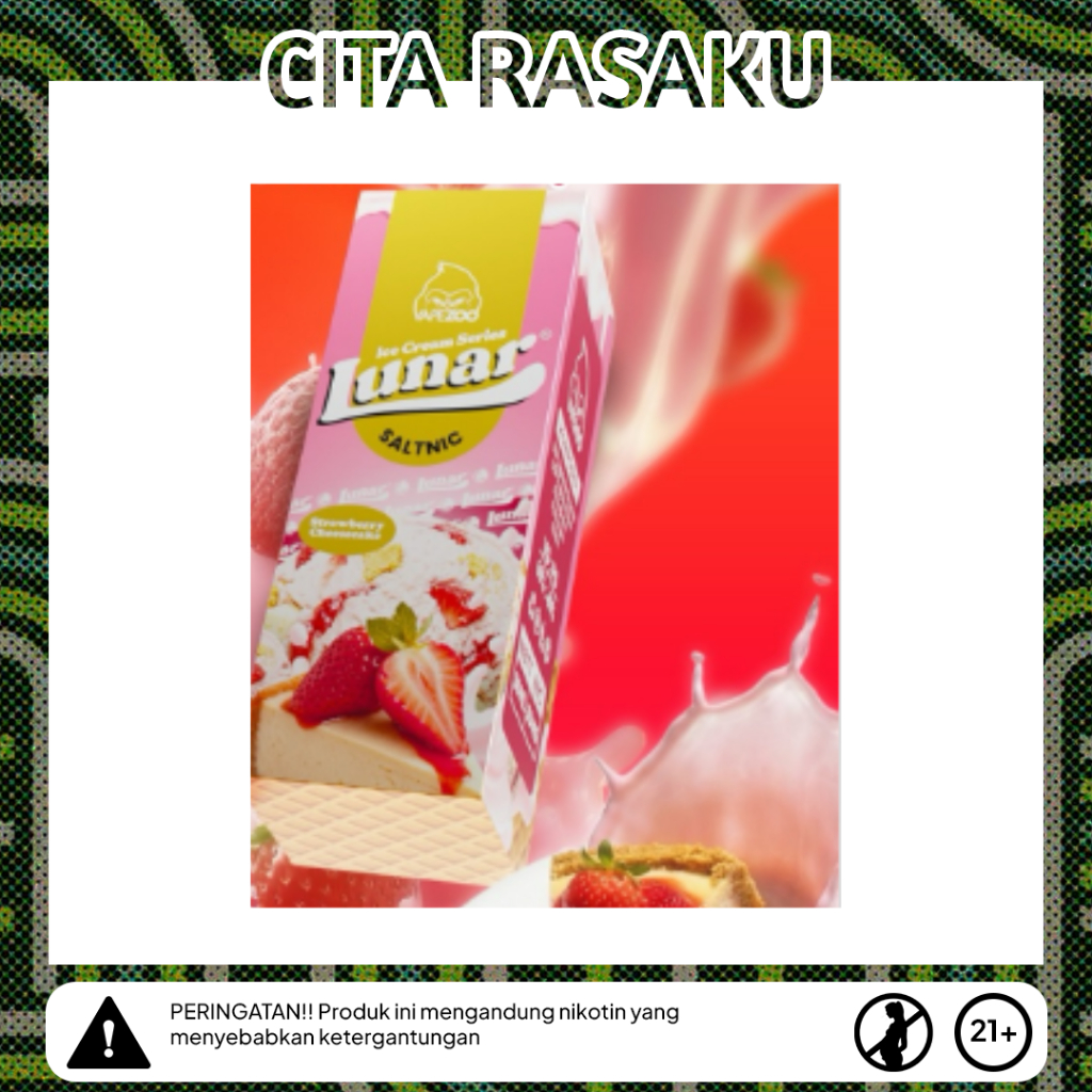 NEW LUNAR ICE CREAM STRAWBERRY CHEESECAKE 30MG 30ML SALTNIC 100% AUTHENTIC FLAVOUR BY VAPEZOO