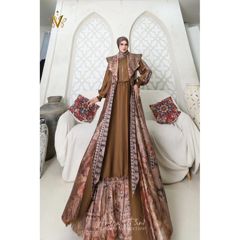 AMEERA SET SCARF BY TREVANA / GAMIS SET OUTER / GAMIS SYARI / GAMIS LEBARAN TERBARU TREVANA / GAMIS